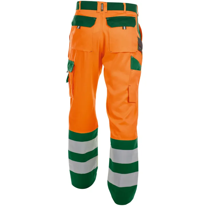 LANCASTER Pantalon de travail haute visibilit&eacute; multipoche orange vert