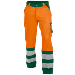 LANCASTER Pantalon de travail haute visibilité multipoche orange vert