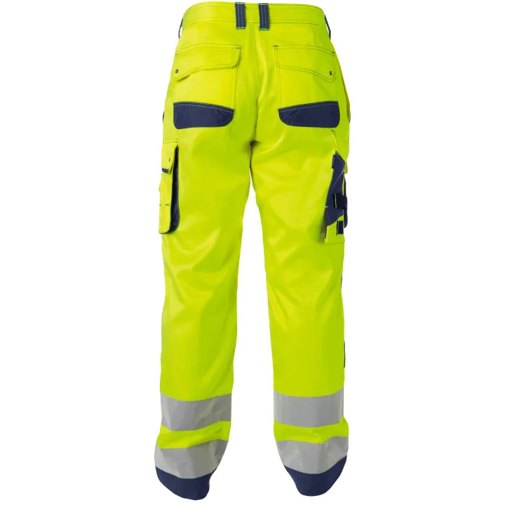 CHICAGO Pantalon de travail haute visibilit&eacute; multipoche jaune marine