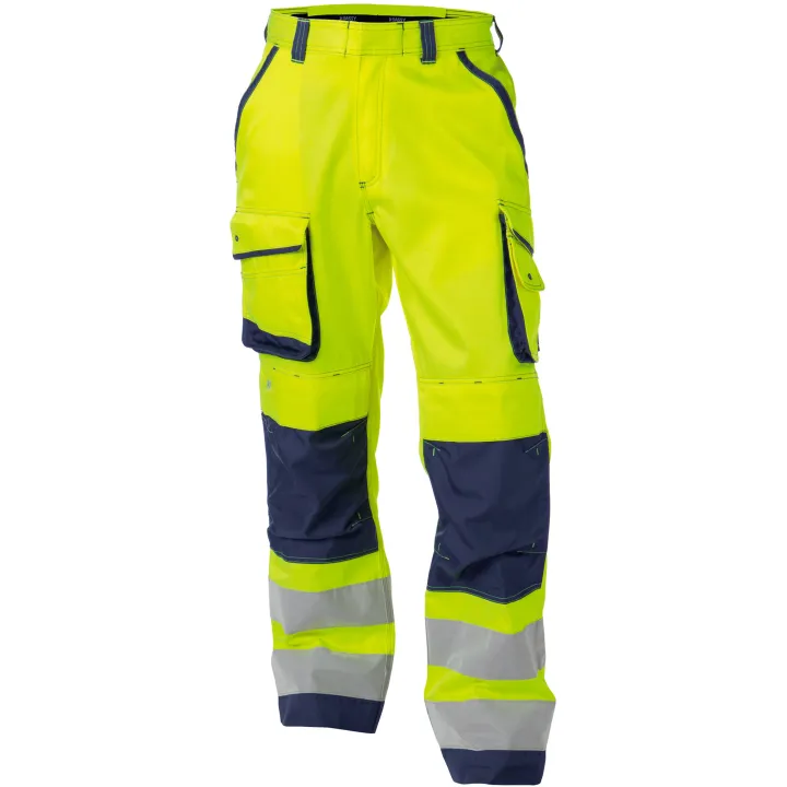 CHICAGO Pantalon de travail haute visibilit&eacute; multipoche jaune marine