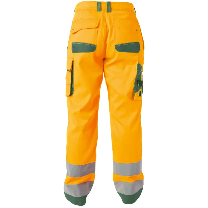 CHICAGO Pantalon de travail haute visibilit&eacute; multipoche orange vert