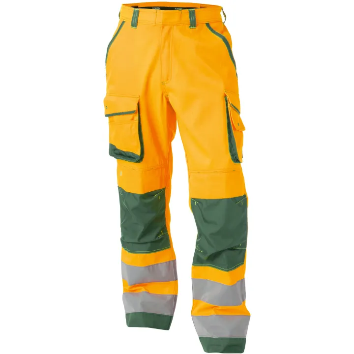 CHICAGO Pantalon de travail haute visibilit&eacute; multipoche orange vert