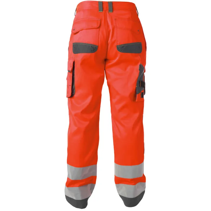 CHICAGO Pantalon de travail haute visibilit&eacute; multipoche rouge gris