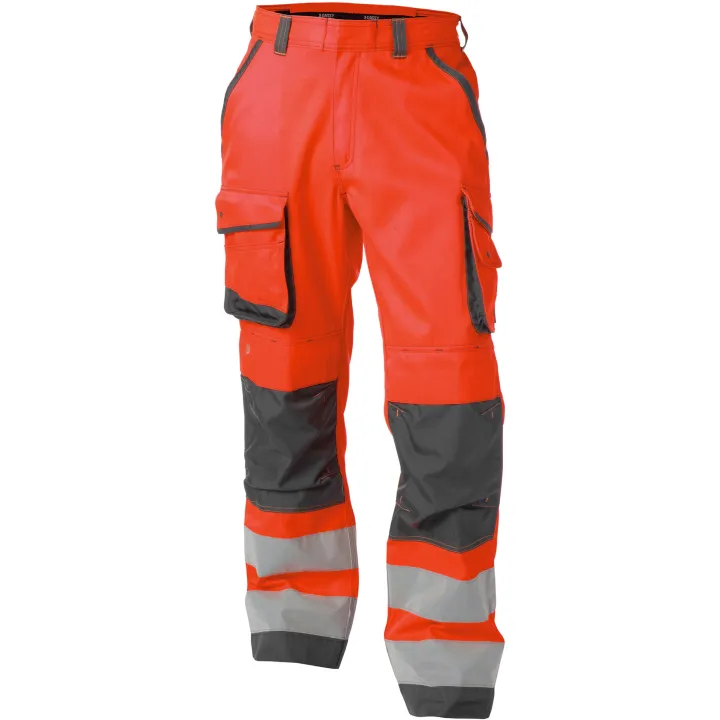 CHICAGO Pantalon de travail haute visibilit&eacute; multipoche rouge gris
