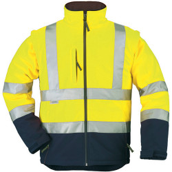 STATION Veste de travail chaude softshell manches amovibles haute visibilité jaune marine