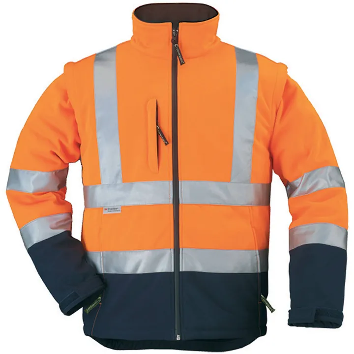 STATION Veste de travail chaude softshell manches amovibles haute visibilit&eacute; orange marine