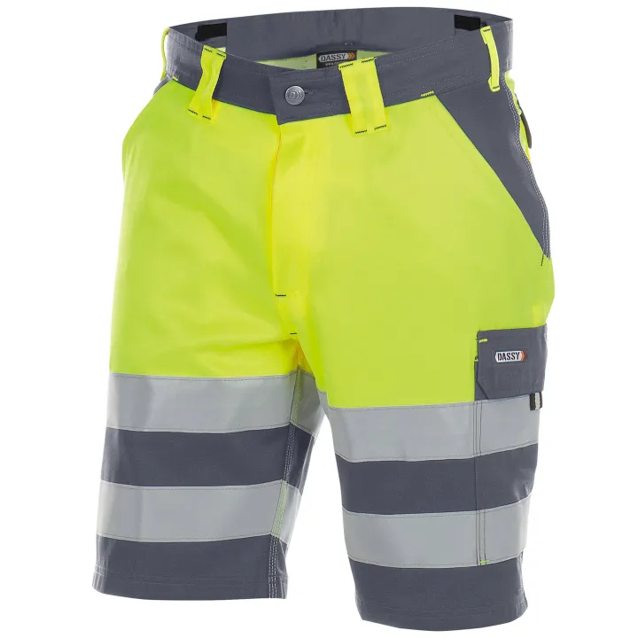 VENNA Short de travail haute visibilit&eacute; polycoton jaune gris