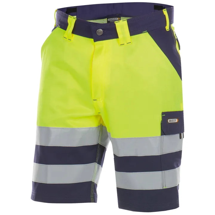 VENNA Short de travail haute visibilit&eacute; polycoton jaune marine