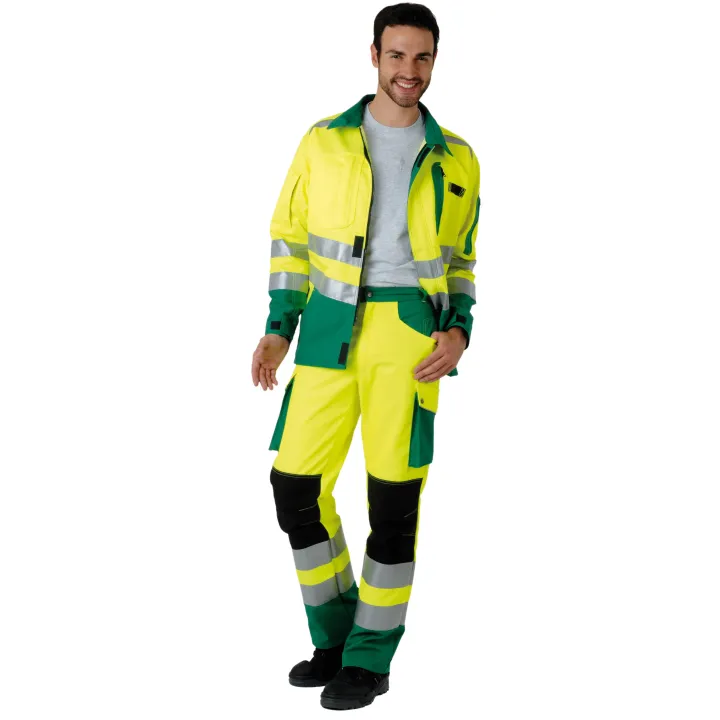 ROADY Veste de travail haute visibilit&eacute; polycoton jaune vert