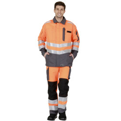 ROADY Veste de travail haute visibilité polycoton orange gris