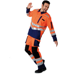 ROADY Veste de travail haute visibilité polycoton orange marine