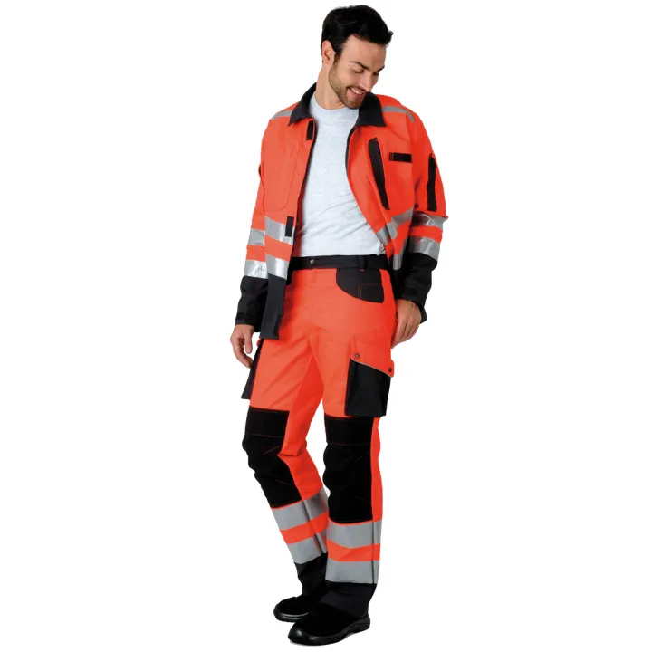 ROADY Veste de travail haute visibilit&eacute; polycoton rouge noir