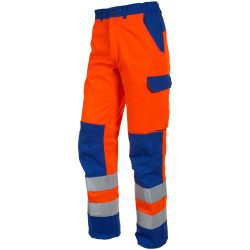 FLUOPRO Pantalon de travail homme haute visibilté ceinture élastiquée