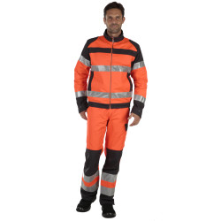 FLUOPRO Pantalon de travail homme haute visibilté ceinture élastiquée