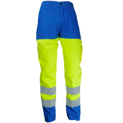 VISION 2 Pantalon haute visibilité polycoton bleu jaune