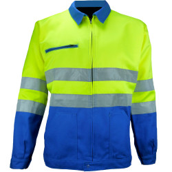 VISION 2 Veste de travail haute visibilité polycoton bleu jaune