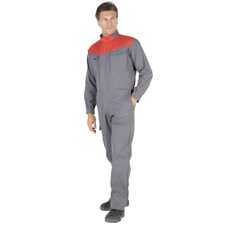 PRO UP Combinaison de travail homme sans m&eacute;tal gris rouge