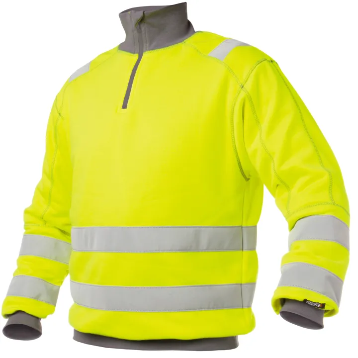 DENVER Sweat shirt de travail haute visibilit&eacute; polycoton jaune gris
