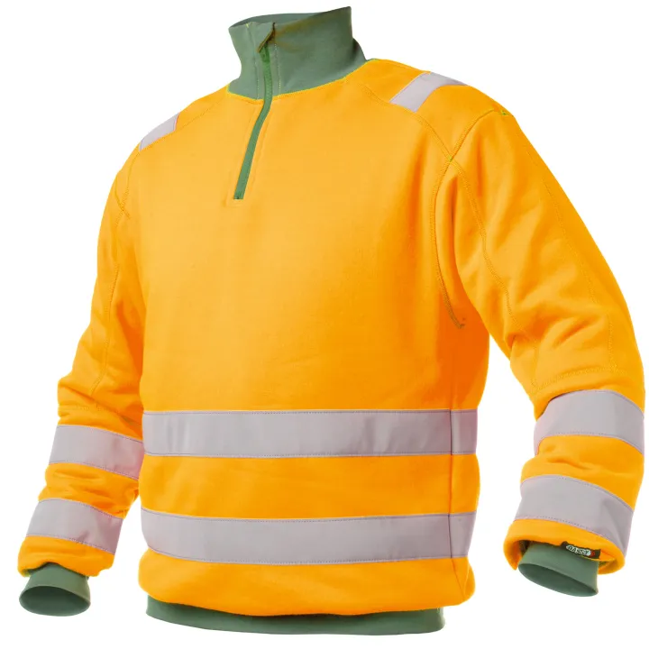 DENVER Sweat shirt de travail haute visibilit&eacute; polycoton orange vert