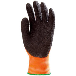 Lot de 10 paires de gants EUROFLEX haute visibilité nylon orange latex noir crêpé