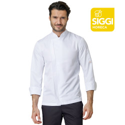 SEBASTIAN Veste de cuisine homme manches longues polyester blanc