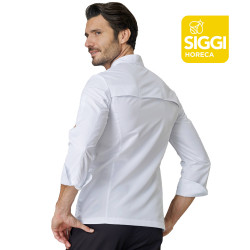 SEBASTIAN Veste de cuisine homme manches longues polyester blanc