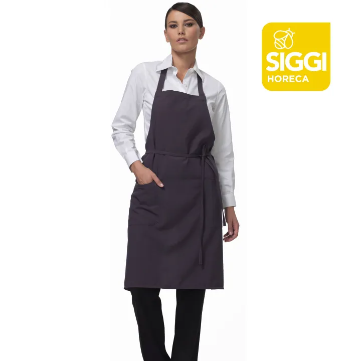 ELWOOD Tablier de service mixte &agrave; bavette polyester gris