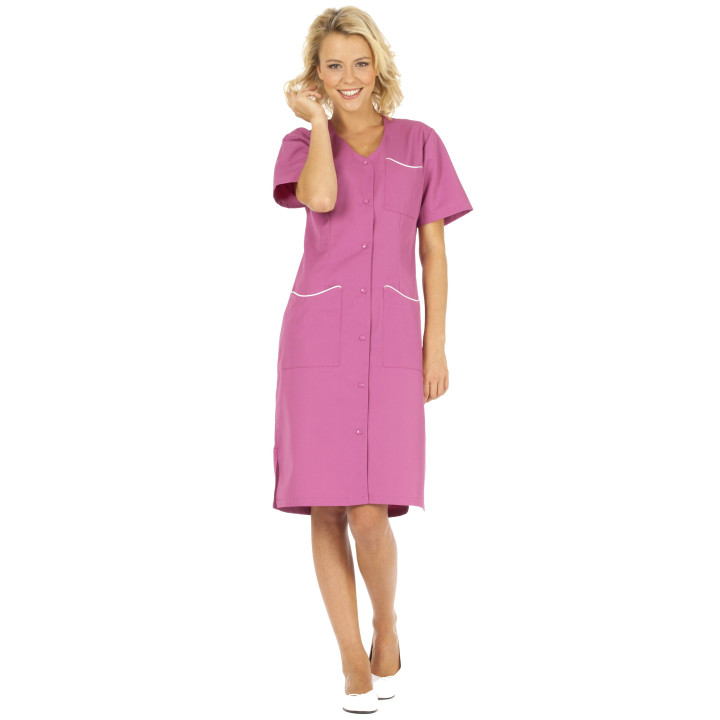 LAURENE Blouse m&eacute;dicale couleur femme manches courtes rose