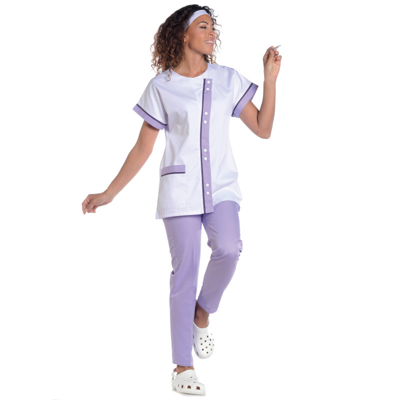 ELODIE  Tunique médicale femme blanc lilas