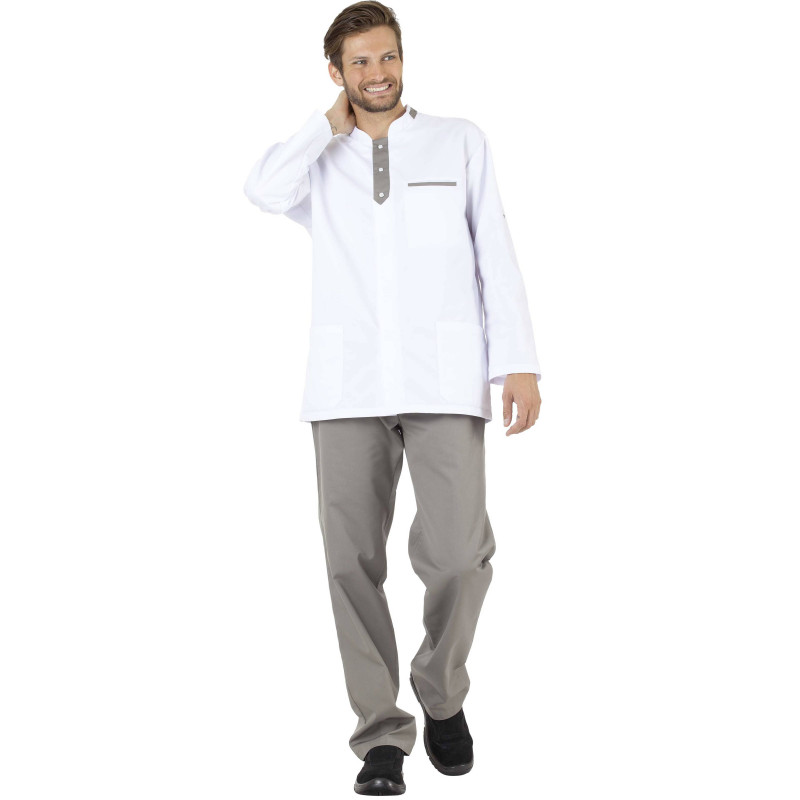 ALBAN Tunique médicale homme manches transformables blanc