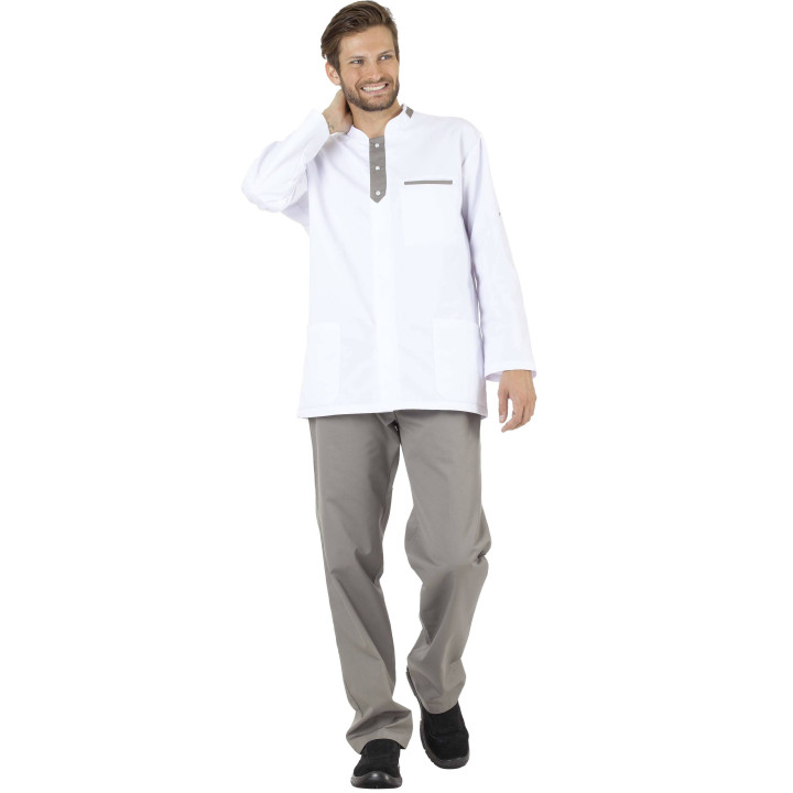 ALBAN Tunique m&eacute;dicale homme manches transformables blanc