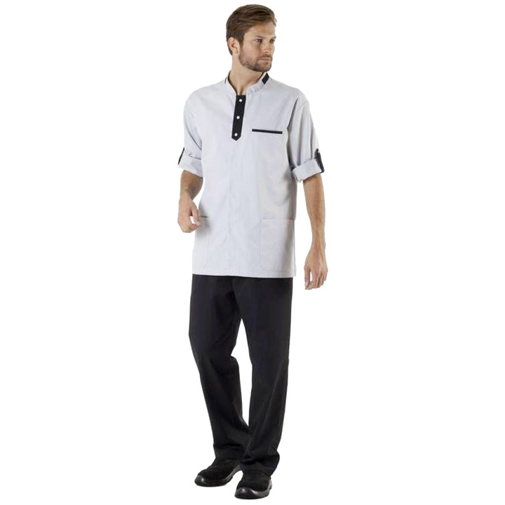 ALBAN Tunique m&eacute;dicale homme manches transformables gris