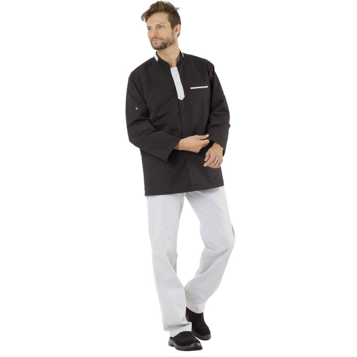 ALBAN Tunique m&eacute;dicale homme manches transformables noir