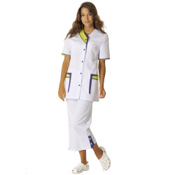 CLARA Tunique médicale femme blanc purple