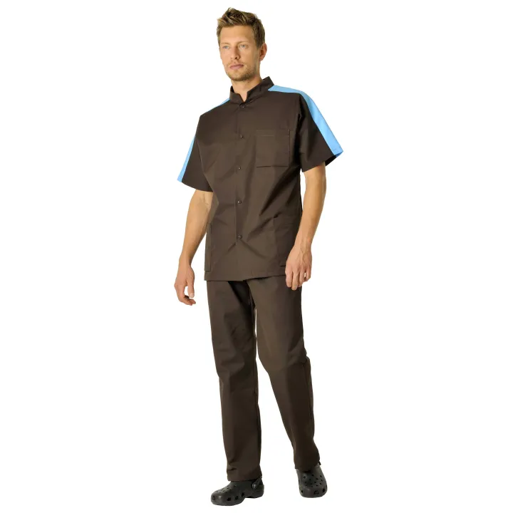 STEEVE Tunique m&eacute;dicale manches courtes homme fermeture pressions 