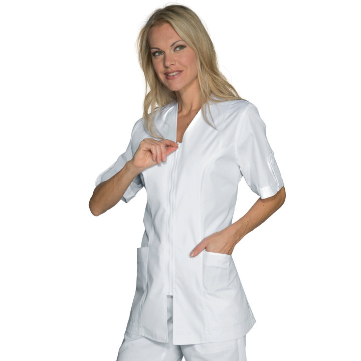 BENIDORM Tunique medicale femme manches courtes blanc