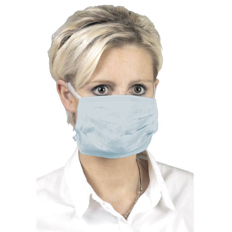 Masque chirurgical 3 plis, bleu avec élastique (boite de 50 pièces) lot de 20 boites Masque chirurgical 3 plis, bleu avec élastique (boite de 50 pièces) lot de 20 boites