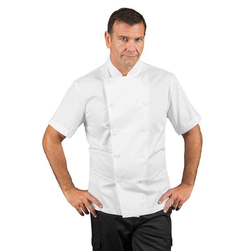 FISSI Veste de cuisine homme à manches courtes