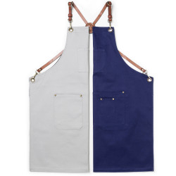 URBAN X-STYLE 2 en 1 Tablier bavette en coton gris/bleu