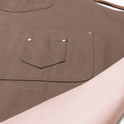 URBAN X-STYLE 2 en 1 Tablier bavette en coton rose/marron
