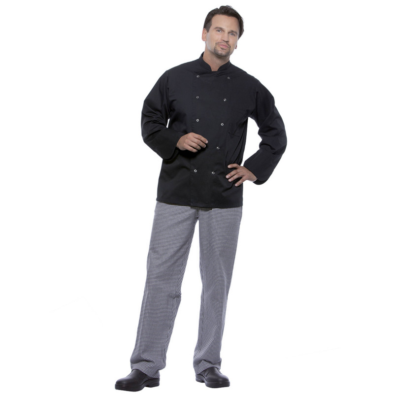 BASIC Veste de cuisine manches longues en polycoton noir