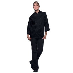 BASIC Veste de cuisine manches longues en polycoton noir