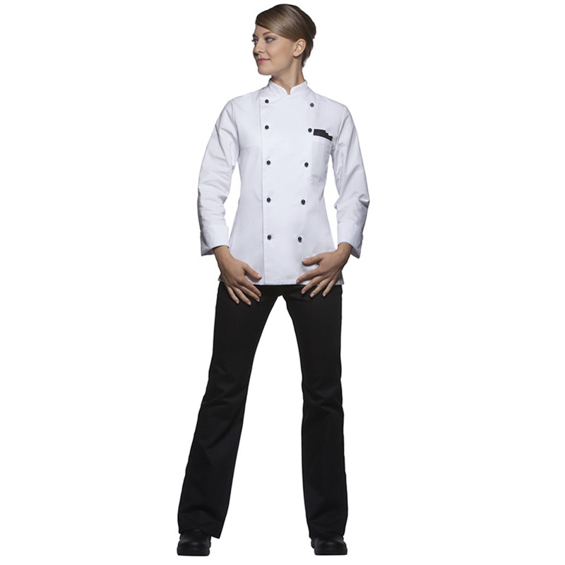 AGATHE Veste de cuisine femme manches longues coton