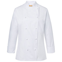 AGATHE Veste de cuisine femme manches longues coton blanc