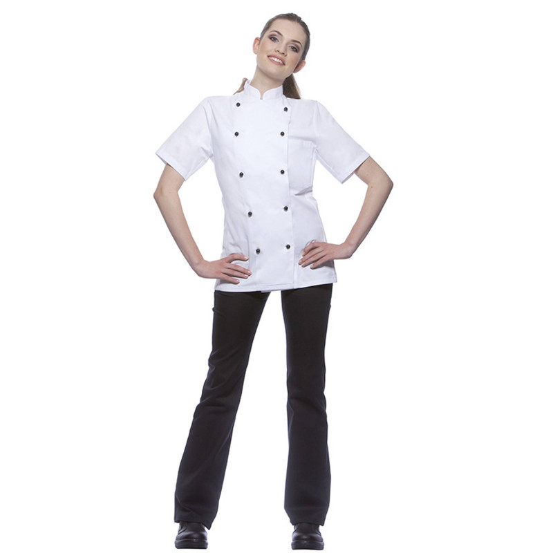 PAULINE Veste de cuisine femme manches courtes coton