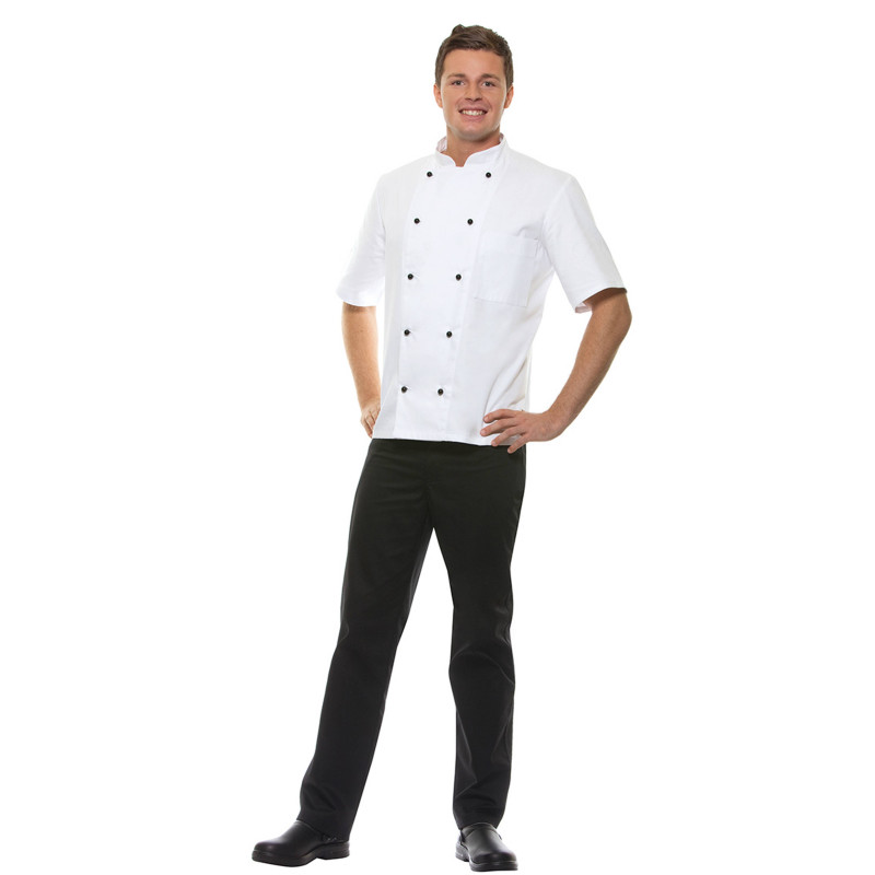 LENNERT Veste de cuisine homme manches longues 100% coton blanc