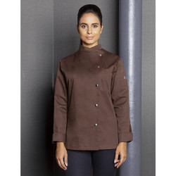 LARISSA Veste de cuisine femme manches longues marron
