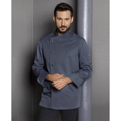 LARS Veste de cuisine homme manches longues en polycoton