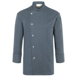 LARS Veste de cuisine homme manches longues en polycoton anthracite