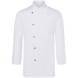 LARS Veste de cuisine homme manches longues en polycoton blanc